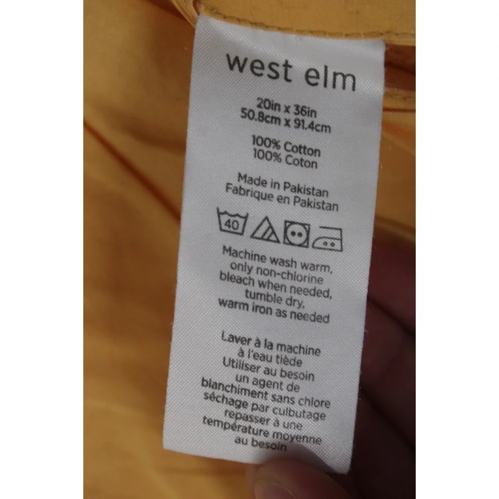 West Elm Yellow Pick Stitch Pillow Cover Case Sham King 20x36